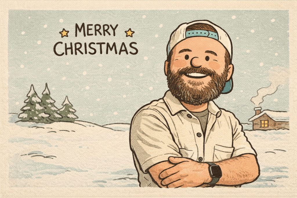 Brad Hussey Christmas Card - Peanuts Style Illustration